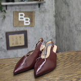 A New Day Slingback Pointed Toe Faux Leather Kitten Heels Burgundy Red 7M