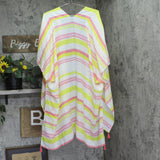 Matalan Aztec Stripe Kimono With Tassels Pink Yellow Mutli