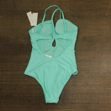 Salt + Cove Juniors Double Keyhole One-Piece Swimsuit 807149 Aqua Blue Green S
