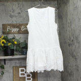 Aqua Womens Eyelet V-Neck Flounce Mini Dress Crochet Trim IDO14627 White M