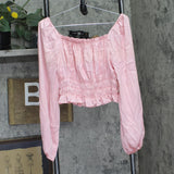 Bar III Smocked Off-the-Shoulder Ruffled Blouse Top 100143301 Cupid Blush Pink M