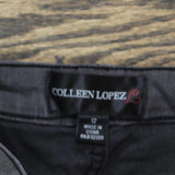 Colleen Lopez Womens Stripe Skinny Jeans 695902 Black 12