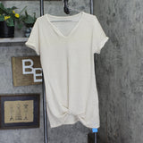 Cupshe Notched Neck Short Sleeve Twisted Cover-Up Mini Dress Beige Brown M