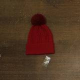 Style & Co. Womens Solid Cable Knit Beanie Pom Pom SC1542501 Red