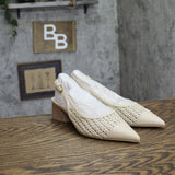 Franco Sarto Pump Faux Leather Woven Alabaster Off White MISMATCH (7.5M/8M)