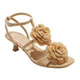 A New Day Womens Esme Floral Crochet Kitten Heels 92979007 Tan Brown 8M