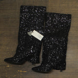 A New Day Womens Abba Sequin Foldover Tall Boots 91636693 Black 7M