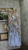 Aqua Spaghetti Strap Woven Pleated Floral Dress IDM12073 Blue Multi M
