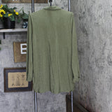 Alfani Womens Textured Button Up Roll Tab Shirt Top Green L
