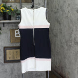 Tommy Hilfiger Womens Sleeveless Colorblock Sheath Dress White / Pink / Blue 12