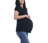 Motherhood Maternity Womens Short Sleeve Nursing Tee Shirt Solid Black M