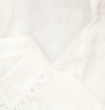 Aqua Button Up Lace Trim Blouse IBO26719 White XS