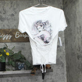 GUESS Eco Short Sleeve Lace-Up Graphic Corset Tee W5RI32K9RM1 Pure White XS