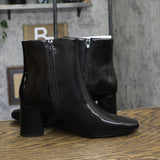 Journee Collection Comfort Foam Haylinn Heeled Booties Black Patent Upper 9.5M