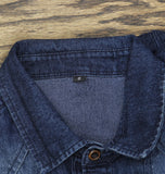AIOPESON Mens Long Sleeve Distressed Denim Button Up Shirt Dark Blue S