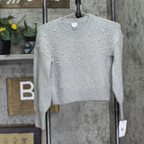 Abercrombie Kids Girls Pearl Embellish Crew Sweater 43AK32M Gray M (9-10)
