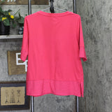 Cuddl Duds Eyelet Trim Crew Neck Top A676558 Berry Pink M