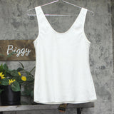 A New Day Womens Woven Satin Scoop Neck Shell Tank Top Cream Off White S