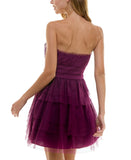 City Studios Juniors Strapless Bow-Front Dress 8145SE6BT3 Merlot Purple 5/6