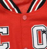 Ring of Fire Boys Snap Front West Coast California Varsity Jacket Red / Black L