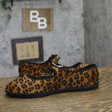 Universal Thread Leopard Print Flats with Buckle Strap Dark Brown / Black 9.5M