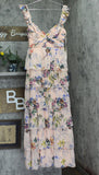 Ieena by Mac Duggal Tiered Chiffon Ruffle Sleeveless Dress Gown Pink / Multi 8