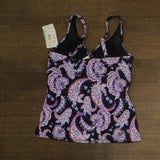 Swim Solutions Crossover Tankini Swim Top Dancing Paisley Black Multi 10
