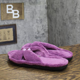 Isotoner Terry Double Band Non-Slip Slippers Purple 7.5-8