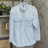 Universal Thread Long Sleeve Star Embroidered Western Denim Shirt Denim Blue L