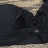 Bar III Womens Resort Solids Ring-Detail Bikini Swim Top MBRS24101 Black M
