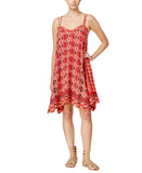 Teeze Me Juniors Spaghetti Strap Tribal Bandeau Dress Fire Red Multi S
