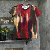 DKNY Womens Abstract-Print T-Shirt Logo P5EHXWNA June Brush Stroke Red Multi XS