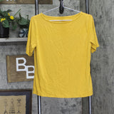 Me By Jennie Garth Womens Short Sleeve Knit Shirt A704295 Okra Yellow S