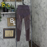 Alo Womens Mixed Media Crushed Velvet Leggings 166f50022bc2b3 Dark Purple XS