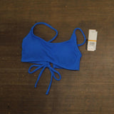 Salt + Cove Ribbed Scrunch Scoop-Neck Bralette Bikini Top Cosmic Cobalt Blue S