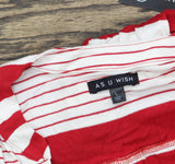 As U Wish Juniors Striped Drawstring T-Shirt Dress Red Stripe L