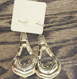 Melody Fashion Dangly Decorative Tear Drop Rhinestone Earrings Gold / Red 3.50"