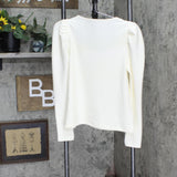 Nine West Women's Sweetheart Neckline Gathered Sleeve Top Daisy Dew Ivory S