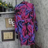 Tahari ASL Womens Printed Faux-Wrap Dress DEM643-T4 Black Cobalt 12