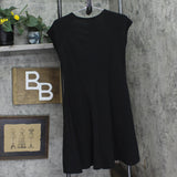 24Seven Comfort Apparel Womens Crepe Cap Sleeve Keyhole Dress Black M