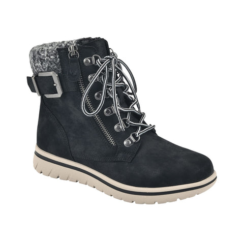 Cliffs By White Mountain Winter Lace Combat Boot Black / Fabric / Sweater 9.5M