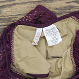 Becca Womens Crochet Standard Color Play One Piece Swimsuit Aubergine Purple M