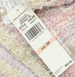 Alfred Dunner Boucle Shimmer Knit Tweed 3/4 Sleeve Jacket Magnolia Pink Multi 2X