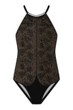 Magicsuit Xantu Jill High Neck Soft Cup One Piece Swimsuit Black / Brown 10