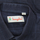 Hongdou Mens Button Up Woven Long Sleeve Shirt 166e88935b3da7 Blue Plaid 42