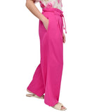 DKNY Rope Tie Front Zip Fly Wide Leg Pant P5DKFB17 Vivid Pink 2