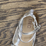 INC International Concepts Womens Valan Triple-Strapped Flats Silver Gray 8.5M