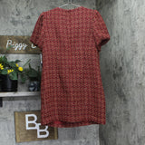 Jessica Howard Womens Petite Tweed Embellished Shift Dress Red / Gold 14P
