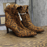 A New Day Mid-Calf Cone Heel Boots with Side Zip Leopard Light Brown 7.5M