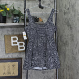 Island Escape Size Magnolia Twist-Front Swim Dress One Piece Black Multi 16W